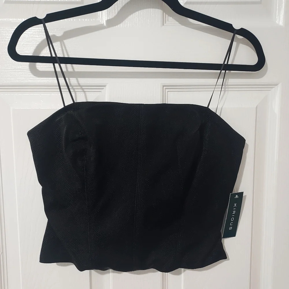 NWOT Kirious Black Snakeskin Corset Crop Tube Top in Size L (Large)